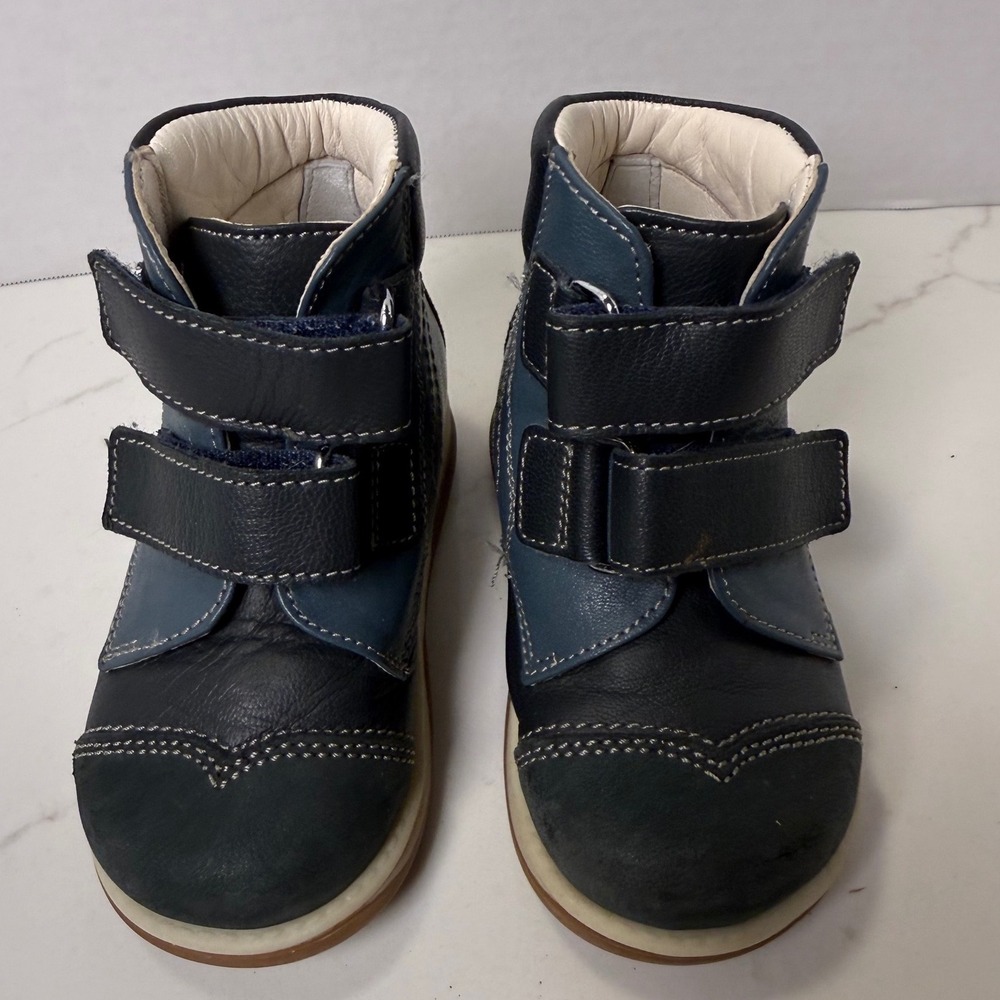 Memo Polo Kids Orthopedic Leather High Top Boots Navy Blue Size EU 23